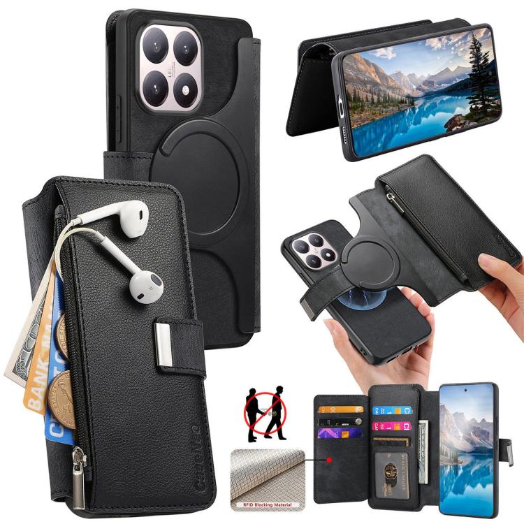 CaseNeo MagSafe RFID Anti-theft Zipper Wallet Retro Leather Phone Case, For Xiaomi 17 Pro Max, For Xiaomi 17, For Xiaomi 15T Pro 5G, For Xiaomi 15T 5G, For Xiaomi Poco X7 Pro, For Xiaomi 14T Pro, For Xiaomi 14T, For Xiaomi 13T / 13T Pro 5G