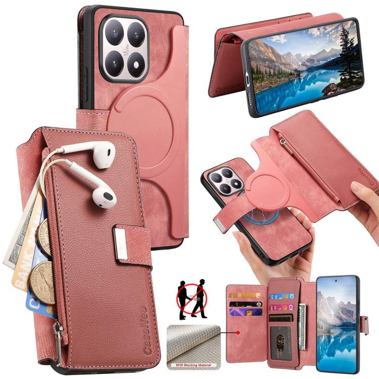 CaseNeo MagSafe RFID Anti-theft Zipper Wallet Retro Leather Phone Case, For Xiaomi 17 Pro Max, For Xiaomi 17, For Xiaomi 15T Pro 5G, For Xiaomi 15T 5G, For Xiaomi Poco X7 Pro, For Xiaomi 14T Pro, For Xiaomi 14T, For Xiaomi 13T / 13T Pro 5G