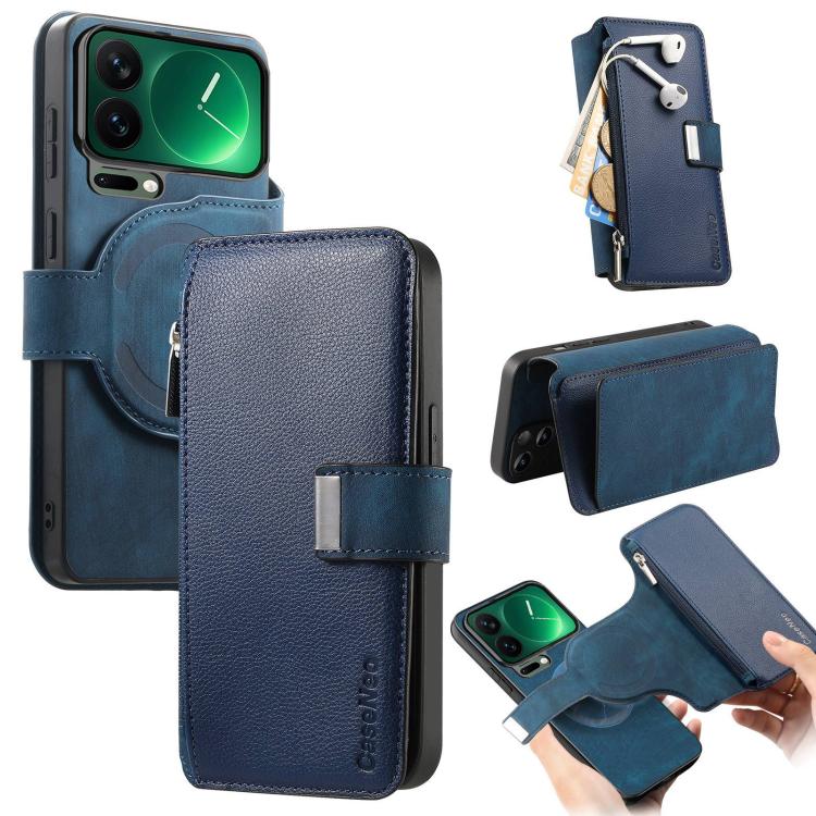 CaseNeo MagSafe RFID Anti-theft Zipper Wallet Retro Leather Phone Case, For Xiaomi 17T Pro 5G, For Xiaomi 17T 5G, For Xiaomi 17 Pro Max, For Xiaomi 17, For Xiaomi 15T Pro 5G, For Xiaomi 15T 5G, For Xiaomi Poco X7 Pro, For Xiaomi 14T Pro