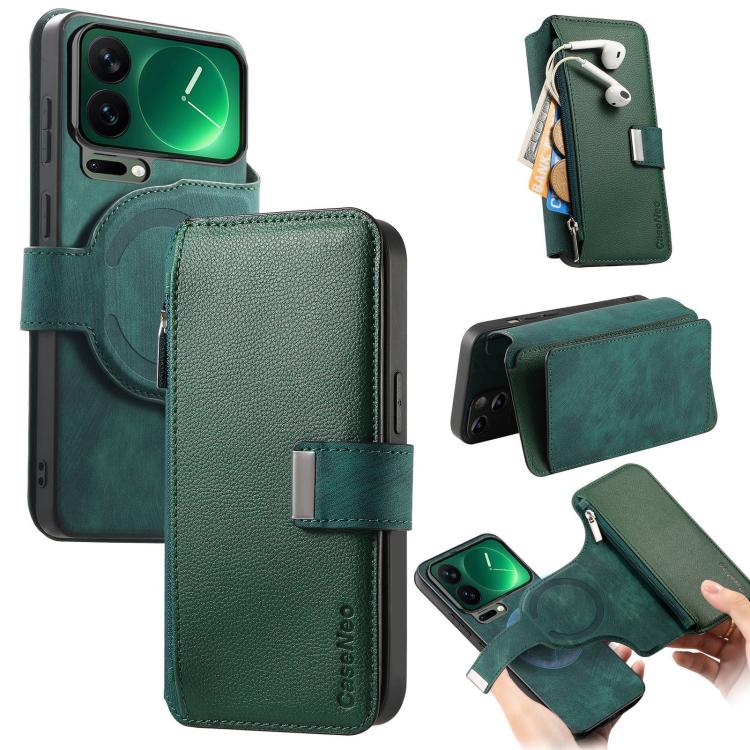 CaseNeo MagSafe RFID Anti-theft Zipper Wallet Retro Leather Phone Case, For Xiaomi 17 Pro Max, For Xiaomi 17, For Xiaomi 15T Pro 5G, For Xiaomi 15T 5G, For Xiaomi Poco X7 Pro, For Xiaomi 14T Pro, For Xiaomi 14T, For Xiaomi 13T / 13T Pro 5G