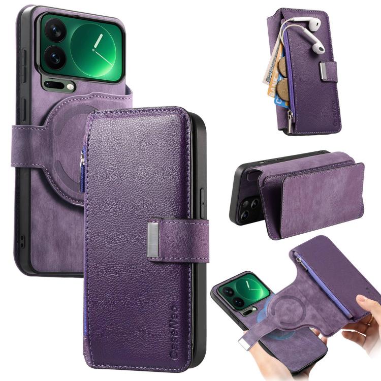 CaseNeo MagSafe RFID Anti-theft Zipper Wallet Retro Leather Phone Case, For Xiaomi 17 Pro Max, For Xiaomi 17, For Xiaomi 15T Pro 5G, For Xiaomi 15T 5G, For Xiaomi Poco X7 Pro, For Xiaomi 14T Pro, For Xiaomi 14T, For Xiaomi 13T / 13T Pro 5G