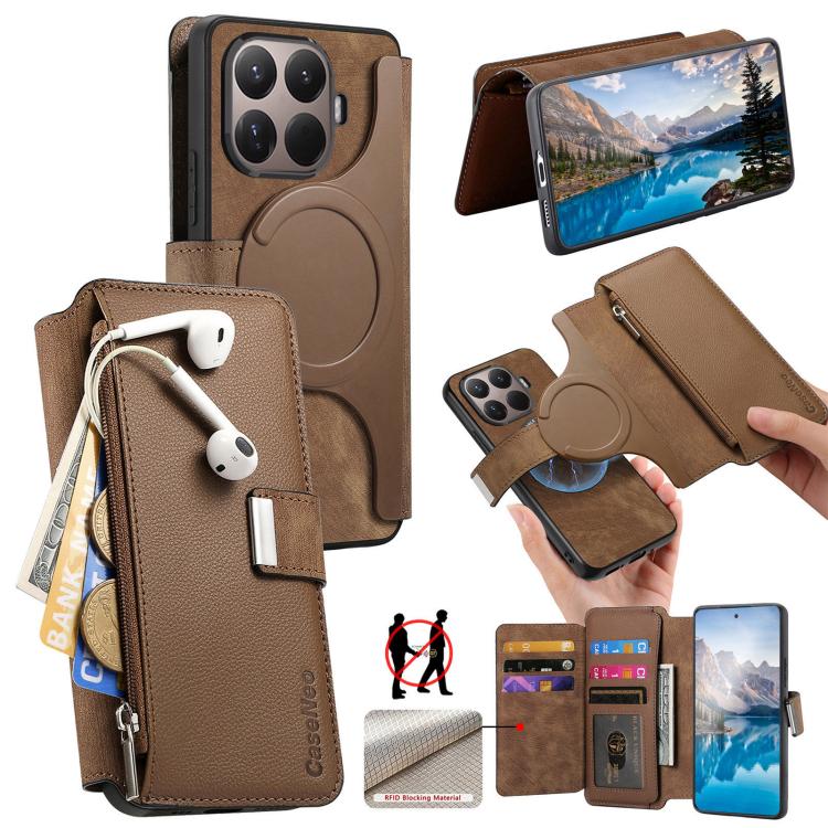 CaseNeo MagSafe RFID Anti-theft Zipper Wallet Retro Leather Phone Case, For Xiaomi 17T Pro 5G, For Xiaomi 17T 5G, For Xiaomi 17 Pro Max, For Xiaomi 17, For Xiaomi 15T Pro 5G, For Xiaomi 15T 5G, For Xiaomi Poco X7 Pro, For Xiaomi 14T Pro