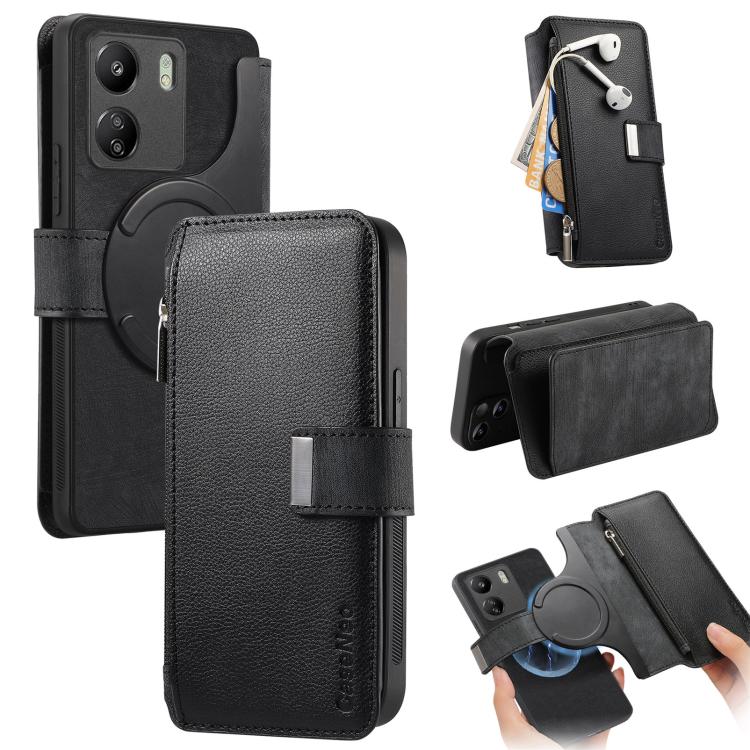 CaseNeo MagSafe RFID Anti-theft Zipper Wallet Retro Leather Phone Case, For Redmi 15 5G Global / 4G SEA 169.5mm, For Redmi Turbo 4 Pro, For Redmi Note 14 Pro 4G, For Redmi Note 14 4G Global 163.25mm, For Redmi Note 14 5G Global, For Redmi Note 14 Pro 5...