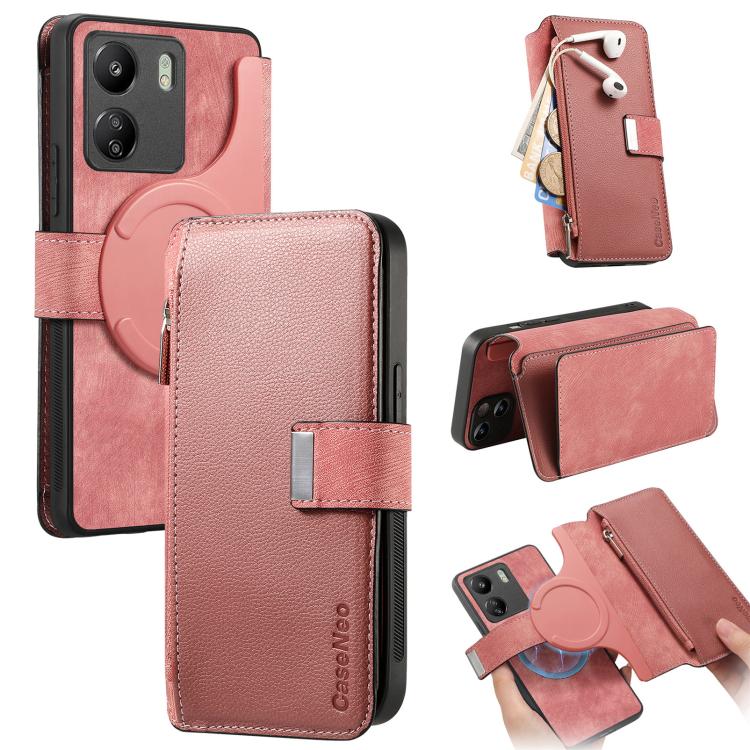 CaseNeo MagSafe RFID Anti-theft Zipper Wallet Retro Leather Phone Case, For Redmi 15 5G Global / 4G SEA 169.5mm, For Redmi Turbo 4 Pro, For Redmi Note 14 Pro 4G, For Redmi Note 14 4G Global 163.25mm, For Redmi Note 14 5G Global, For Redmi Note 14 Pro 5...