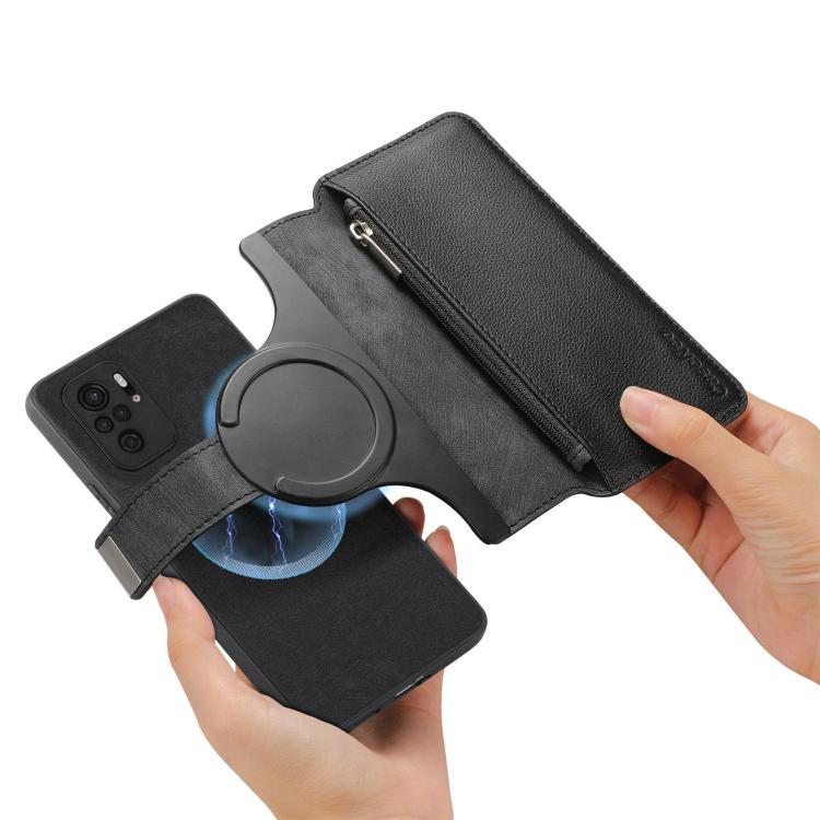 CaseNeo MagSafe RFID Anti-theft Zipper Wallet Retro Leather Phone Case, For Redmi Note 10 4G / 10S