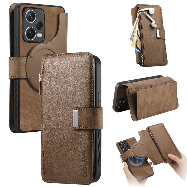 CaseNeo MagSafe RFID Anti-theft Zipper Wallet Retro Leather Phone Case, For Redmi Note 13 4G, For Redmi Note 13R Pro 5G, For Redmi Note 13 5G, For Redmi Note 13 Pro+, For Redmi Note 13 Pro 5G, For Redmi Note 12 4G Global, For Redmi Note 12 Pro+ 5G     ...