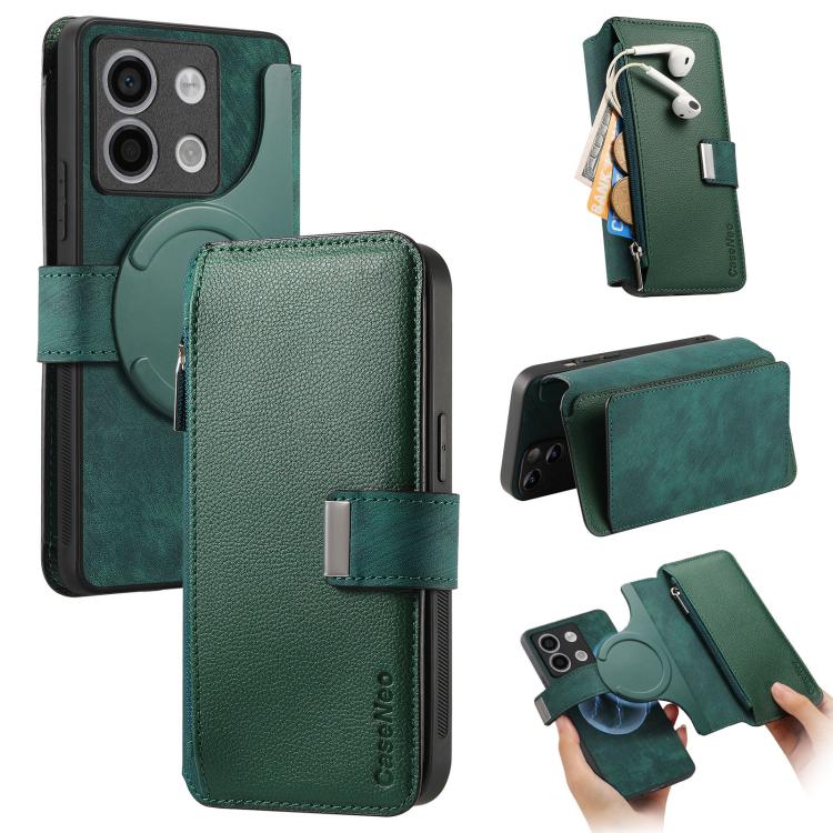 CaseNeo MagSafe RFID Anti-theft Zipper Wallet Retro Leather Phone Case, For Redmi Note 13 4G, For Redmi Note 13R Pro 5G, For Redmi Note 13 5G, For Redmi Note 13 Pro+, For Redmi Note 13 Pro 5G, For Redmi Note 12 4G Global, For Redmi Note 12 Pro+ 5G     ...