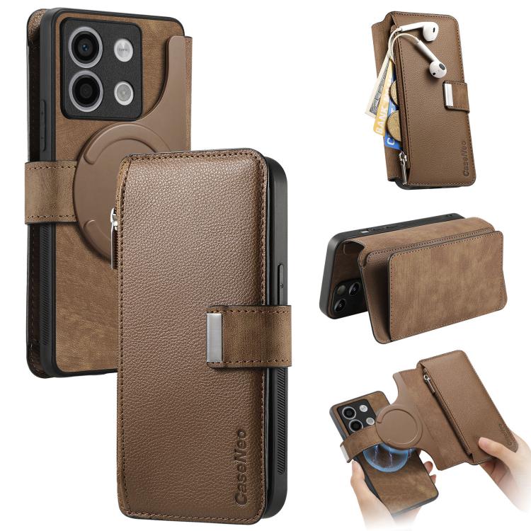 CaseNeo MagSafe RFID Anti-theft Zipper Wallet Retro Leather Phone Case, For Redmi Note 13 4G, For Redmi Note 13R Pro 5G, For Redmi Note 13 5G, For Redmi Note 13 Pro+, For Redmi Note 13 Pro 5G, For Redmi Note 12 4G Global, For Redmi Note 12 Pro+ 5G     ...