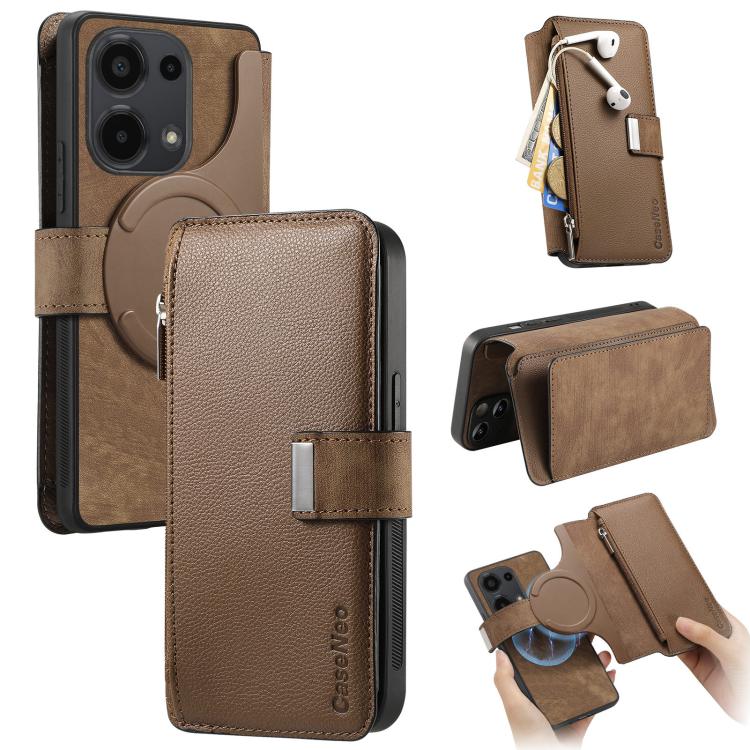 CaseNeo MagSafe RFID Anti-theft Zipper Wallet Retro Leather Phone Case, For Redmi 15 5G Global / 4G SEA 169.5mm, For Redmi Turbo 4 Pro, For Redmi Note 14 Pro 4G, For Redmi Note 14 4G Global 163.25mm, For Redmi Note 14 5G Global, For Redmi Note 14 Pro 5...