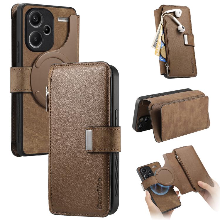 CaseNeo MagSafe RFID Anti-theft Zipper Wallet Retro Leather Phone Case, For Redmi Note 13 4G, For Redmi Note 13R Pro 5G, For Redmi Note 13 5G, For Redmi Note 13 Pro+, For Redmi Note 13 Pro 5G, For Redmi Note 12 4G Global, For Redmi Note 12 Pro+ 5G     ...