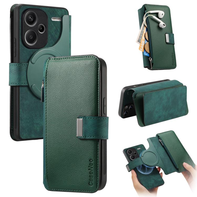 CaseNeo MagSafe RFID Anti-theft Zipper Wallet Retro Leather Phone Case, For Redmi Note 13 4G, For Redmi Note 13R Pro 5G, For Redmi Note 13 5G, For Redmi Note 13 Pro+, For Redmi Note 13 Pro 5G, For Redmi Note 12 4G Global, For Redmi Note 12 Pro+ 5G     ...