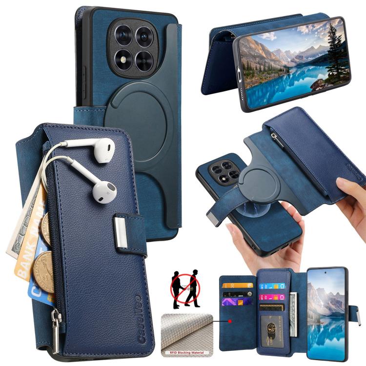 CaseNeo MagSafe RFID Anti-theft Zipper Wallet Retro Leather Phone Case, For Redmi 15 5G Global / 4G SEA 169.5mm, For Redmi Turbo 4 Pro, For Redmi Note 14 Pro 4G, For Redmi Note 14 4G Global 163.25mm, For Redmi Note 14 5G Global, For Redmi Note 14 Pro 5...