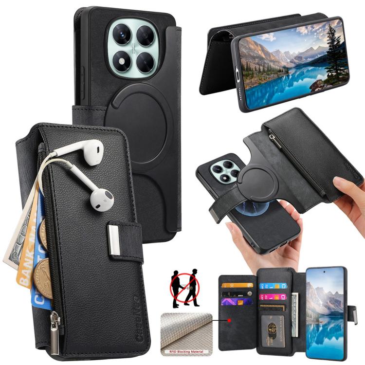 CaseNeo MagSafe RFID Anti-theft Zipper Wallet Retro Leather Phone Case, For Redmi 15 5G Global / 4G SEA 169.5mm, For Redmi Turbo 4 Pro, For Redmi Note 14 Pro 4G, For Redmi Note 14 4G Global 163.25mm, For Redmi Note 14 5G Global, For Redmi Note 14 Pro 5...