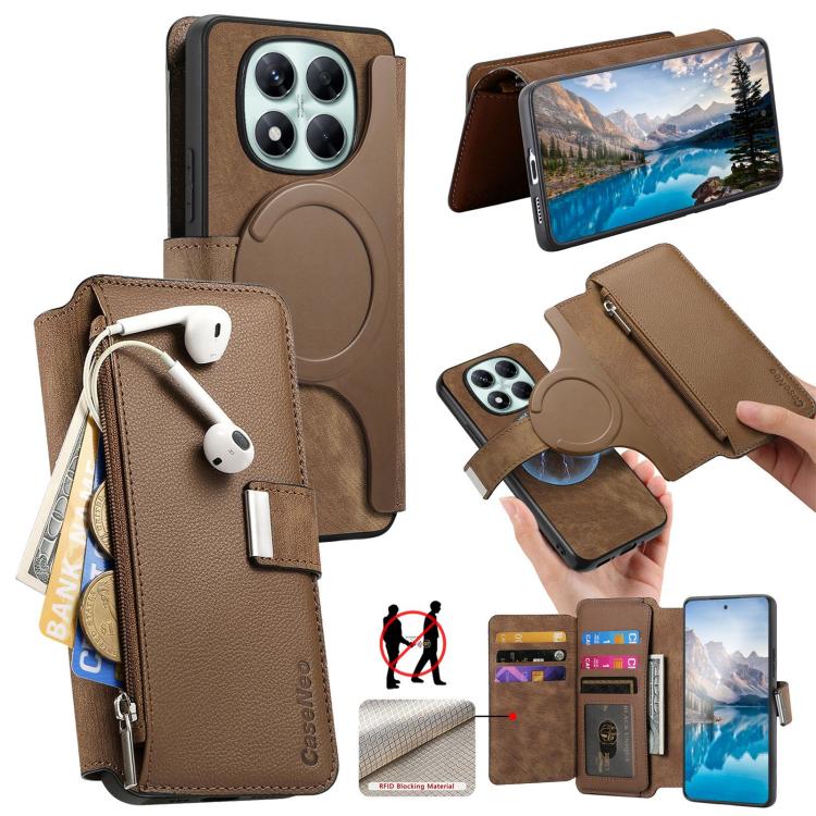 CaseNeo MagSafe RFID Anti-theft Zipper Wallet Retro Leather Phone Case, For Redmi 15 5G Global / 4G SEA 169.5mm, For Redmi Turbo 4 Pro, For Redmi Note 14 Pro 4G, For Redmi Note 14 4G Global 163.25mm, For Redmi Note 14 5G Global, For Redmi Note 14 Pro 5...