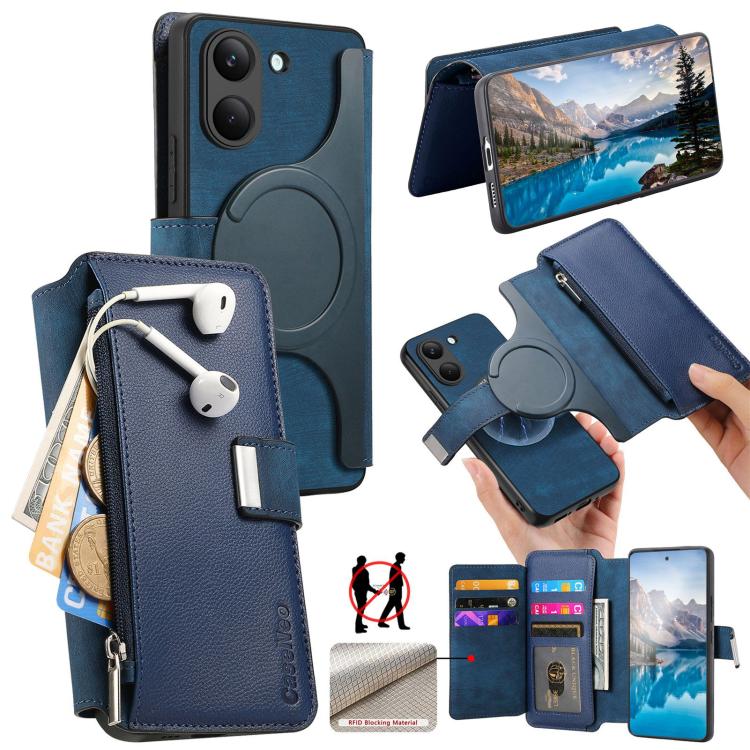 CaseNeo MagSafe RFID Anti-theft Zipper Wallet Retro Leather Phone Case, For Redmi Turbo 5 Max / Poco X8 Pro Max, For Redmi Turbo 5 5G / Poco X8 Pro 5G, For Redmi Note 15 Pro+ Global 163.3mm, For Redmi Note 15 4G / 5G Global 164mm                       ...