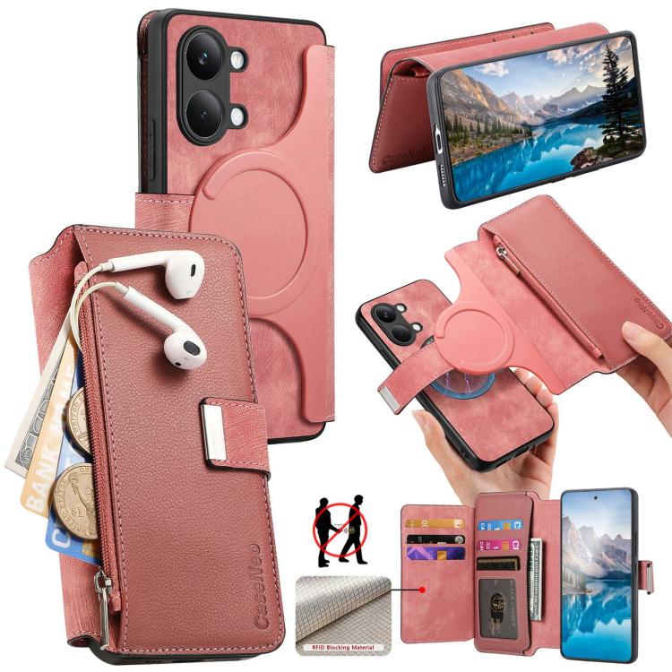 CaseNeo MagSafe RFID Anti-theft Zipper Wallet Retro Leather Phone Case, For Redmi Turbo 5 Max / Poco X8 Pro Max, For Redmi Turbo 5 5G / Poco X8 Pro 5G, For Redmi Note 15 Pro+ Global 163.3mm, For Redmi Note 15 4G / 5G Global 164mm                       ...