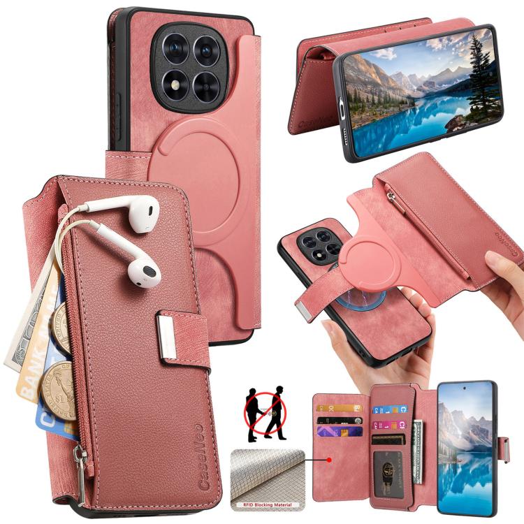 CaseNeo MagSafe RFID Anti-theft Zipper Wallet Retro Leather Phone Case, For Redmi Turbo 5 Max / Poco X8 Pro Max, For Redmi Turbo 5 5G / Poco X8 Pro 5G, For Redmi Note 15 Pro+ Global 163.3mm, For Redmi Note 15 4G / 5G Global 164mm                       ...
