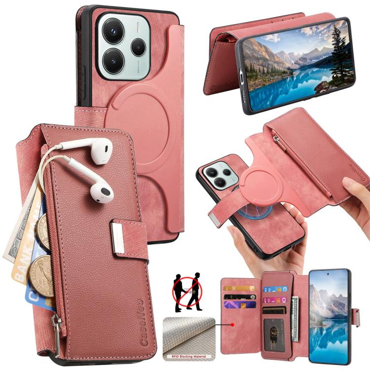 CaseNeo MagSafe RFID Anti-theft Zipper Wallet Retro Leather Phone Case, For Redmi 15 5G Global / 4G SEA 169.5mm, For Redmi Turbo 4 Pro, For Redmi Note 14 Pro 4G, For Redmi Note 14 4G Global 163.25mm, For Redmi Note 14 5G Global, For Redmi Note 14 Pro 5...