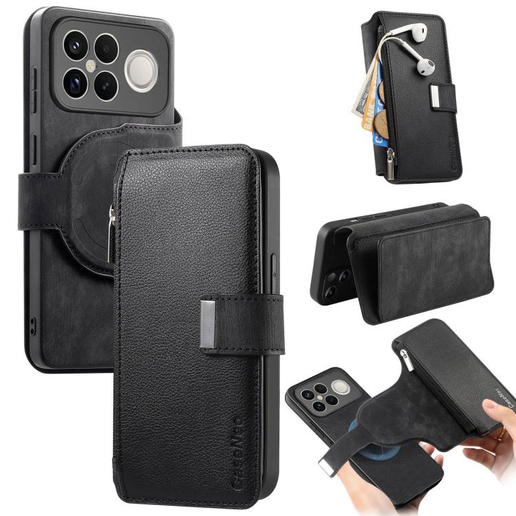 CaseNeo MagSafe RFID Anti-theft Zipper Wallet Retro Leather Phone Case, For Redmi Turbo 5 Max / Poco X8 Pro Max, For Redmi Turbo 5 5G / Poco X8 Pro 5G, For Redmi Note 15 Pro+ Global 163.3mm, For Redmi Note 15 4G / 5G Global 164mm                       ...