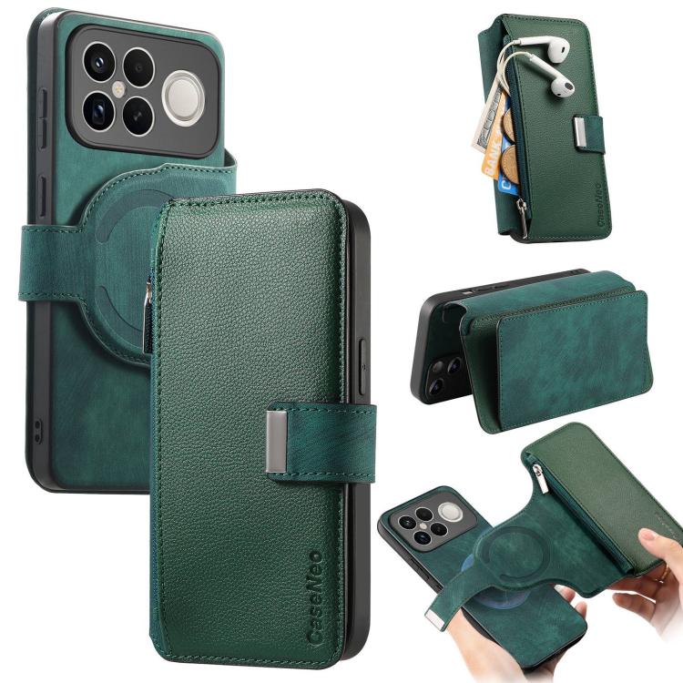 CaseNeo MagSafe RFID Anti-theft Zipper Wallet Retro Leather Phone Case, For Redmi Turbo 5 Max / Poco X8 Pro Max, For Redmi Turbo 5 5G / Poco X8 Pro 5G, For Redmi Note 15 Pro+ Global 163.3mm, For Redmi Note 15 4G / 5G Global 164mm                       ...