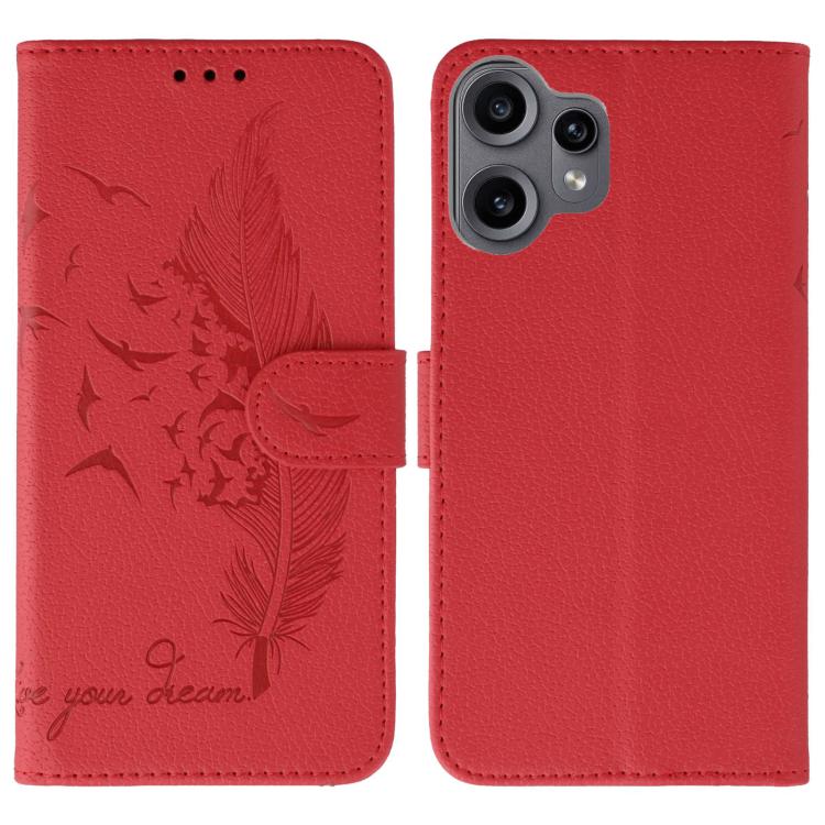 Feather Pattern Litchi Texture Leather Phone Case, For Nothing CMF Phone 2 Pro