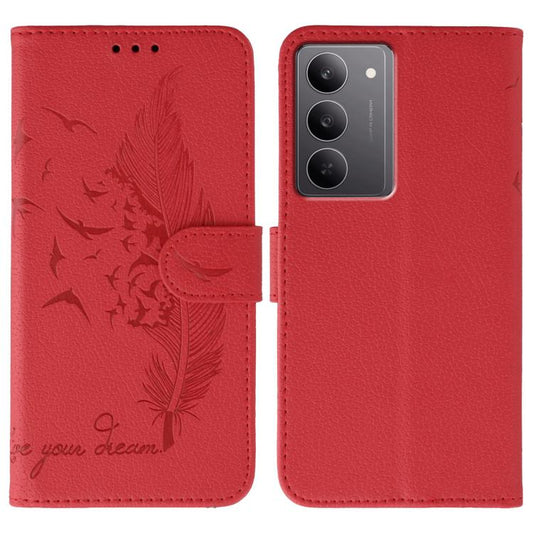 Feather Pattern Litchi Texture Leather Phone Case, For Realme 14x