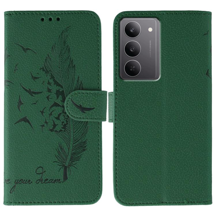 Feather Pattern Litchi Texture Leather Phone Case, For Realme 14x