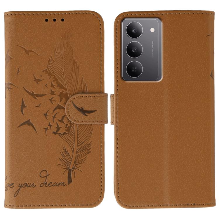 Feather Pattern Litchi Texture Leather Phone Case, For Realme 14x