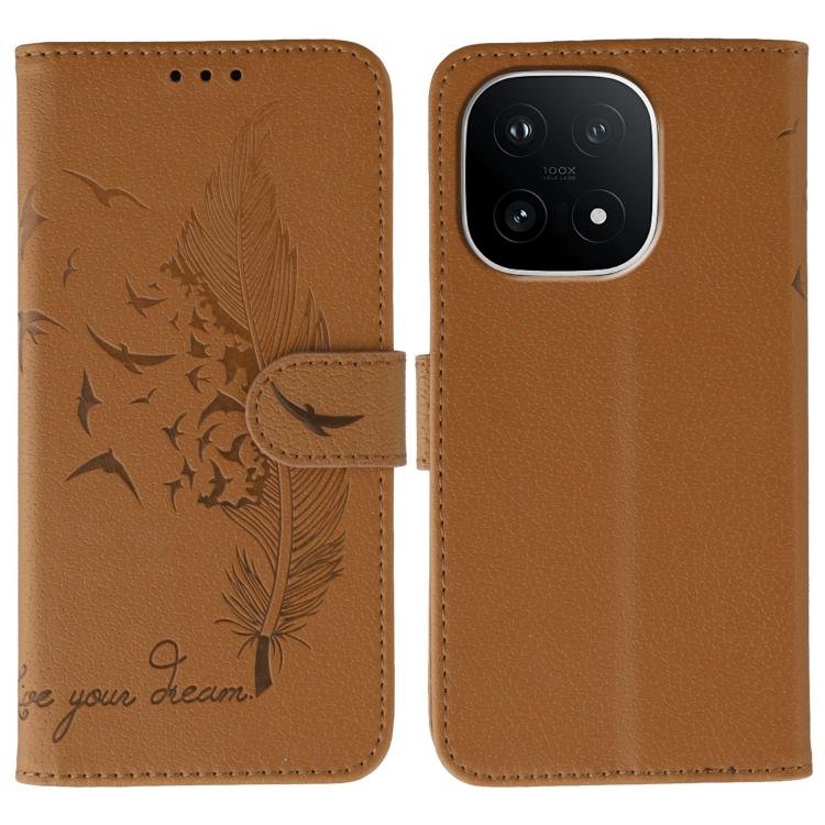 Feather Pattern Litchi Texture Leather Phone Case, For vivo iQOO 15, For vivo Y500 5G, For vivo V50 Lite 5G
