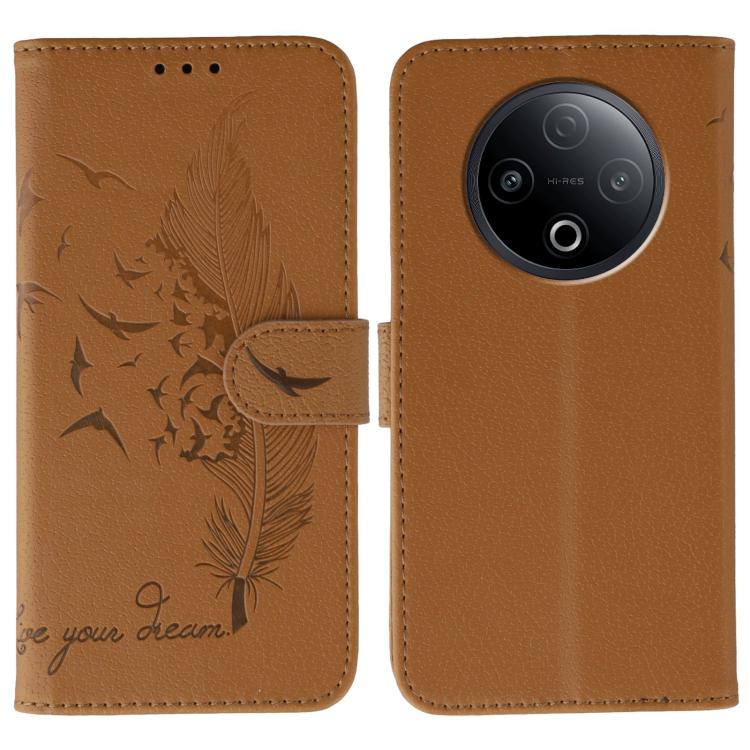 Feather Pattern Litchi Texture Leather Phone Case, For vivo iQOO 15, For vivo Y500 5G, For vivo V50 Lite 5G