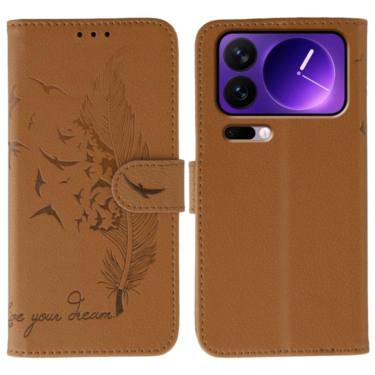 Feather Pattern Litchi Texture Leather Phone Case, For Xiaomi 17 Pro, For Xiaomi 17, For Xiaomi 15T Pro 5G, For Xiaomi 15T 5G, For Xiaomi Poco F7 Ultra / Redmi K80 Pro, For Xiaomi Poco F7 Pro / Redmi K80, For Xiaomi Poco C75 4G, For Xiaomi 14T Pro     ...