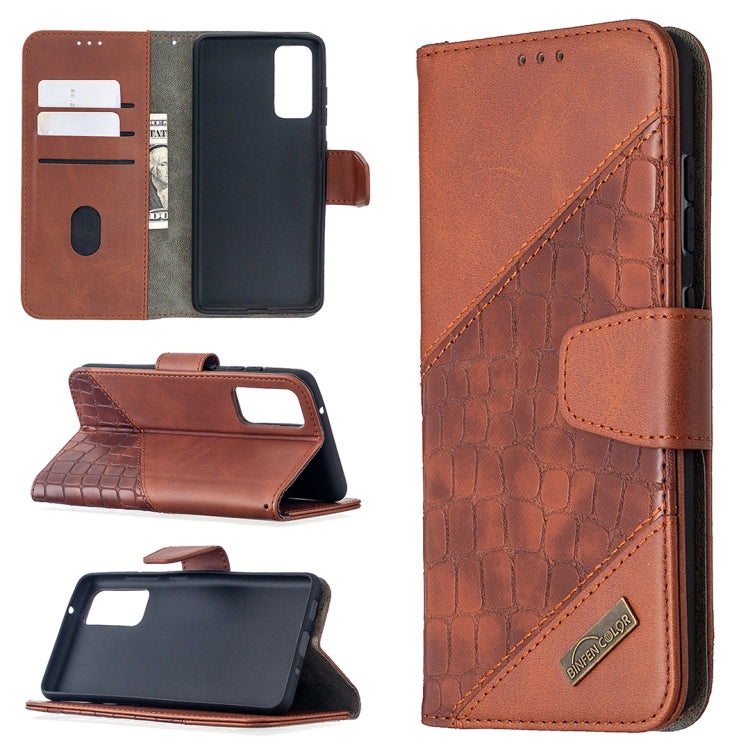 Matching Color Crocodile Texture Horizontal Flip PU Leather Case with Wallet & Holder & Card Slots, For Galaxy S20 FE 5G / S20 Lite