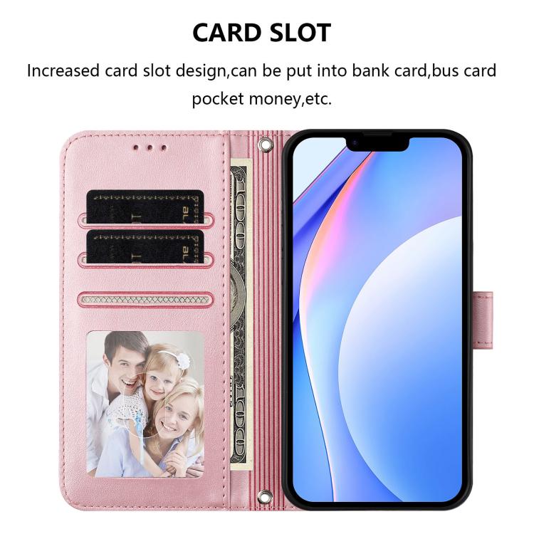 Litter Panda Embossing RFID Leather Phone Case with Lanyard, For iPhone 16, For iPhone 15 Pro Max, For iPhone 15 Pro, For iPhone 15 Plus, For iPhone 15, For iPhone 14 Plus, For iPhone 14 / 13, For iPhone 14 Pro