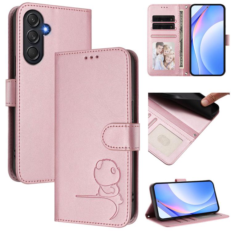 Litter Panda Embossing RFID Leather Phone Case with Lanyard, For Samsung Galaxy M56 5G, For Samsung Galaxy F16 5G / M16 5G, For Samsung Galaxy F06 5G / M06 5G, For Samsung Galaxy M35 5G, For Samsung Galaxy M55 / C55 5G, For Samsung Galaxy XCover7 Pro  ...