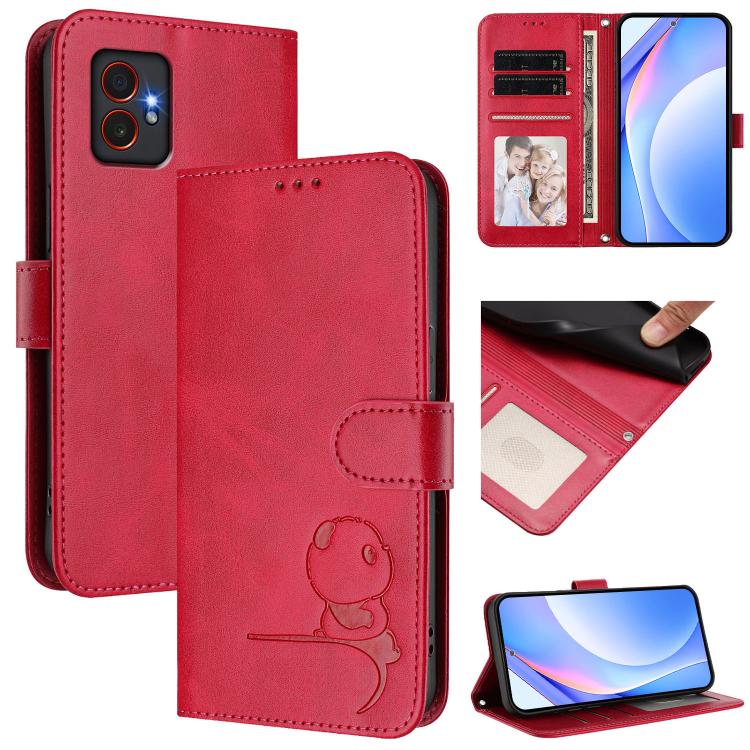 Litter Panda Embossing RFID Leather Phone Case with Lanyard, For Samsung Galaxy M56 5G, For Samsung Galaxy F16 5G / M16 5G, For Samsung Galaxy F06 5G / M06 5G, For Samsung Galaxy M35 5G, For Samsung Galaxy M55 / C55 5G, For Samsung Galaxy XCover7 Pro  ...