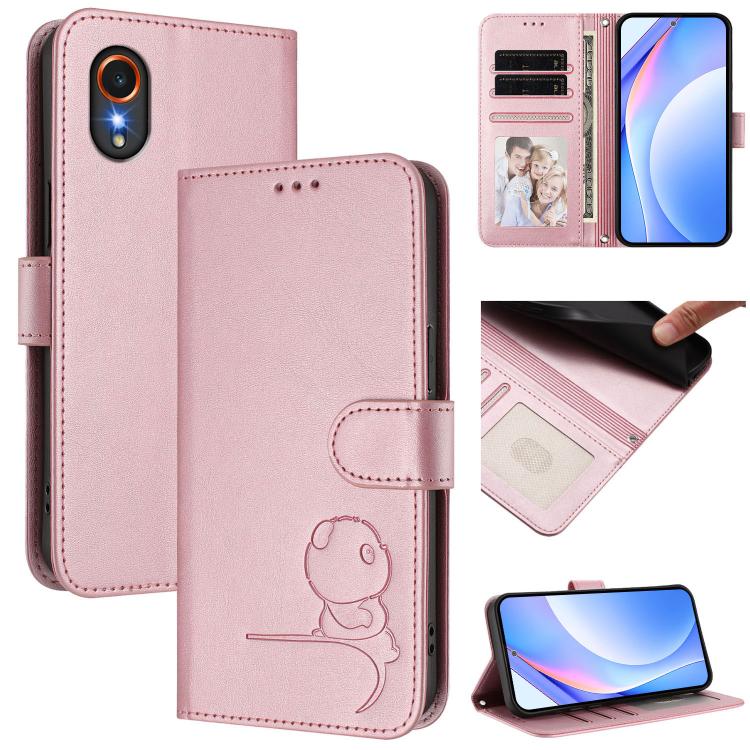 Litter Panda Embossing RFID Leather Phone Case with Lanyard, For Samsung Galaxy M56 5G, For Samsung Galaxy F16 5G / M16 5G, For Samsung Galaxy F06 5G / M06 5G, For Samsung Galaxy M35 5G, For Samsung Galaxy M55 / C55 5G, For Samsung Galaxy XCover7 Pro  ...