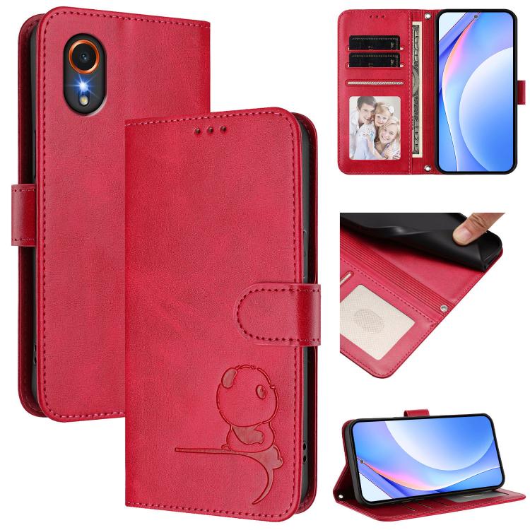 Litter Panda Embossing RFID Leather Phone Case with Lanyard, For Samsung Galaxy M56 5G, For Samsung Galaxy F16 5G / M16 5G, For Samsung Galaxy F06 5G / M06 5G, For Samsung Galaxy M35 5G, For Samsung Galaxy M55 / C55 5G, For Samsung Galaxy XCover7 Pro  ...