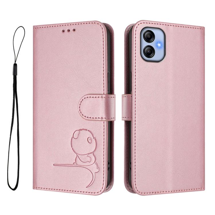 Litter Panda Embossing RFID Leather Phone Case with Lanyard, For Samsung Galaxy A04e / F04 / M04, For Samsung Galaxy A14 5G / 4G, For Samsung Galaxy A34 5G, For Samsung Galaxy A54 5G, For Samsung Galaxy A13 5G / 4G, For Samsung Galaxy A53 5G           ...