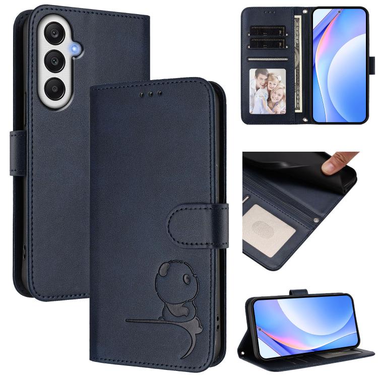 Litter Panda Embossing RFID Leather Phone Case with Lanyard, For Samsung Galaxy A16 4G / 5G, For Samsung Galaxy A05s 4G / F14 4G, For Samsung Galaxy A15 5G / 4G, For Samsung Galaxy A55 5G, For Samsung Galaxy A35 5G, For Samsung Galaxy A25 5G           ...