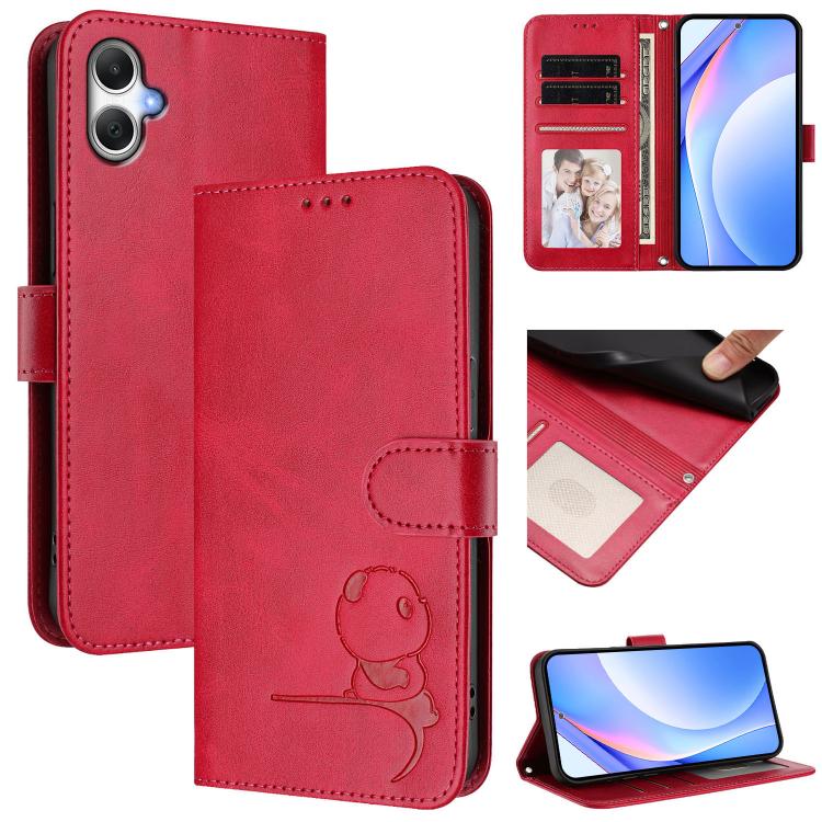 Litter Panda Embossing RFID Leather Phone Case with Lanyard, For Samsung Galaxy A25e / A25 5G JP, For Samsung Galaxy A07 4G, For Samsung Galaxy A17 5G / A26 5G, For Samsung Galaxy A06 4G / 5G, For Samsung Galaxy A56 5G / A36 5G, For Samsung Galaxy A26 ...