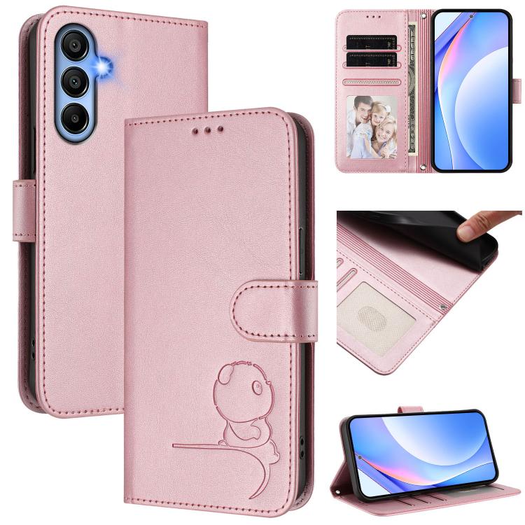 Litter Panda Embossing RFID Leather Phone Case with Lanyard, For Samsung Galaxy A16 4G / 5G, For Samsung Galaxy A05s 4G / F14 4G, For Samsung Galaxy A15 5G / 4G, For Samsung Galaxy A55 5G, For Samsung Galaxy A35 5G, For Samsung Galaxy A25 5G           ...