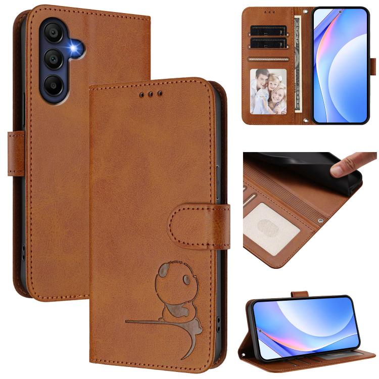 Litter Panda Embossing RFID Leather Phone Case with Lanyard, For Samsung Galaxy A16 4G / 5G, For Samsung Galaxy A05s 4G / F14 4G, For Samsung Galaxy A15 5G / 4G, For Samsung Galaxy A55 5G, For Samsung Galaxy A35 5G, For Samsung Galaxy A25 5G           ...