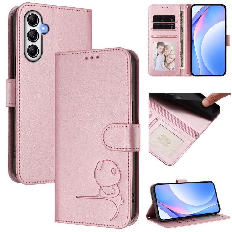 Litter Panda Embossing RFID Leather Phone Case with Lanyard, For Samsung Galaxy A16 4G / 5G, For Samsung Galaxy A05s 4G / F14 4G, For Samsung Galaxy A15 5G / 4G, For Samsung Galaxy A55 5G, For Samsung Galaxy A35 5G, For Samsung Galaxy A25 5G           ...