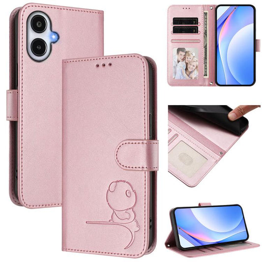 Litter Panda Embossing RFID Leather Phone Case with Lanyard, For Samsung Galaxy A25e / A25 5G JP, For Samsung Galaxy A07 4G, For Samsung Galaxy A17 5G / A26 5G, For Samsung Galaxy A06 4G / 5G, For Samsung Galaxy A56 5G / A36 5G, For Samsung Galaxy A26 ...