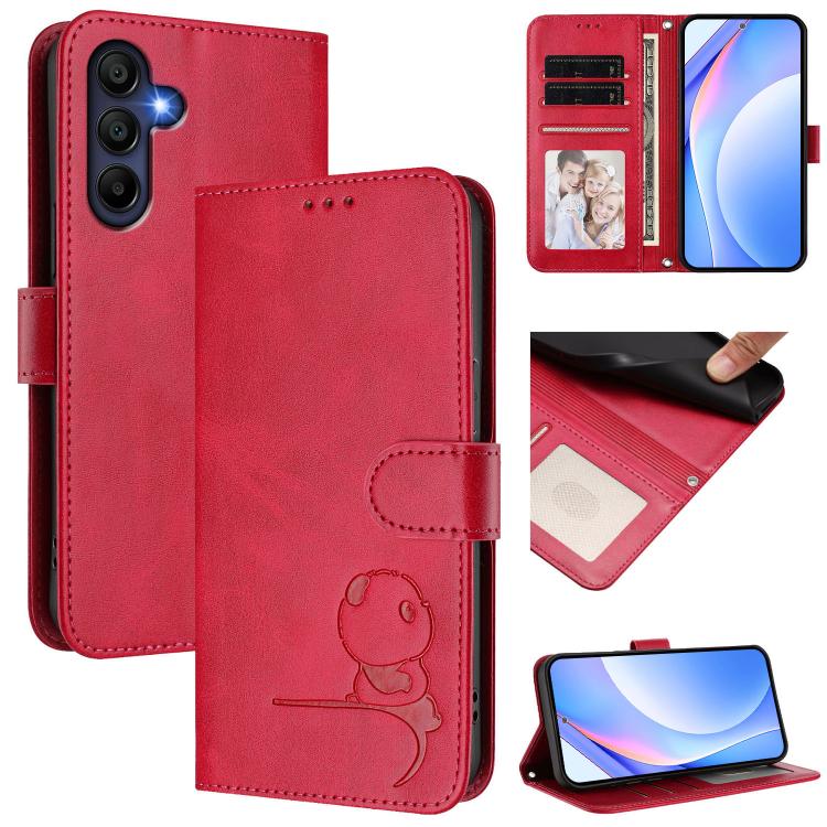 Litter Panda Embossing RFID Leather Phone Case with Lanyard, For Samsung Galaxy A25e / A25 5G JP, For Samsung Galaxy A07 4G, For Samsung Galaxy A17 5G / A26 5G, For Samsung Galaxy A06 4G / 5G, For Samsung Galaxy A56 5G / A36 5G, For Samsung Galaxy A26 ...