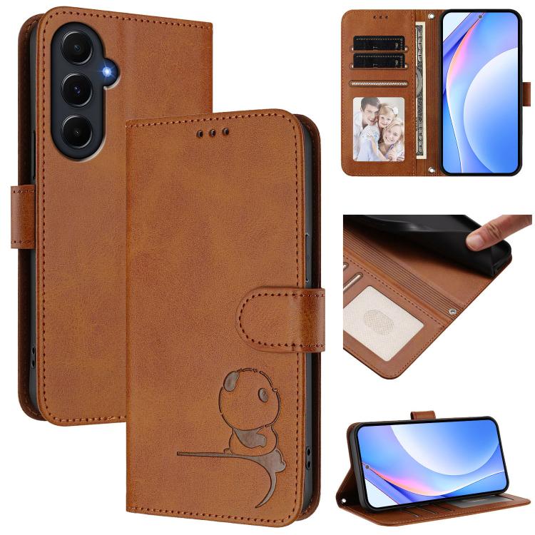 Litter Panda Embossing RFID Leather Phone Case with Lanyard, For Samsung Galaxy A16 4G / 5G, For Samsung Galaxy A05s 4G / F14 4G, For Samsung Galaxy A15 5G / 4G, For Samsung Galaxy A55 5G, For Samsung Galaxy A35 5G, For Samsung Galaxy A25 5G           ...