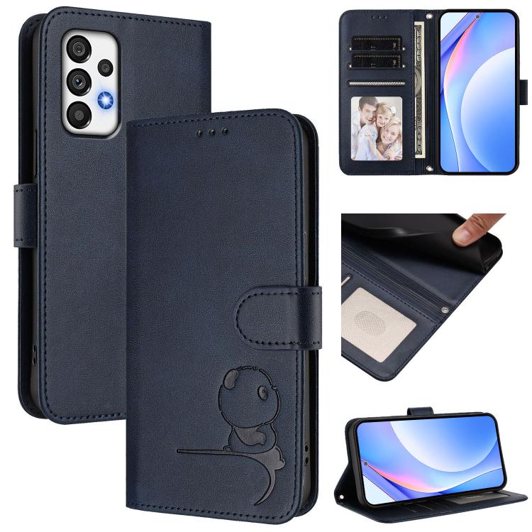 Litter Panda Embossing RFID Leather Phone Case with Lanyard, For Samsung Galaxy A04e / F04 / M04, For Samsung Galaxy A14 5G / 4G, For Samsung Galaxy A34 5G, For Samsung Galaxy A54 5G, For Samsung Galaxy A13 5G / 4G, For Samsung Galaxy A53 5G           ...