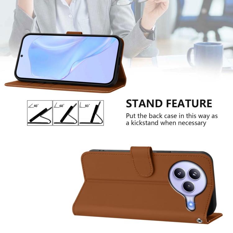 Skin Feel Solid Color Leather Phone Case with Lanyard, For Xiaomi Civi 5 Pro 5G, For Xiaomi 15S Pro 5G