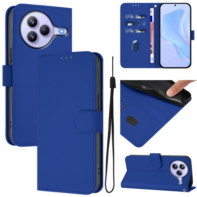 Skin Feel Solid Color Leather Phone Case with Lanyard, For Xiaomi 15T 5G, For Xiaomi Civi 5 Pro 5G