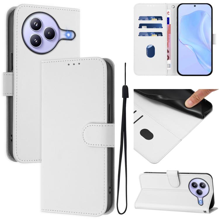 Skin Feel Solid Color Leather Phone Case with Lanyard, For Xiaomi 15T 5G, For Xiaomi Civi 5 Pro 5G